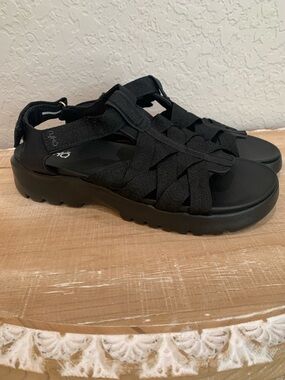 NEW Ryka Women's Sz 11W  Adjustable Sport Leisure Sandals Black Comfort Shoes